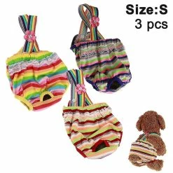 Unbranded 3 Pcs Pet Dog Cat Short Physiologique Doggy Kitten Sous-vĂȘtements Pantalons Couches Strip Design Resserrer La Sangle Slips Sanitaires