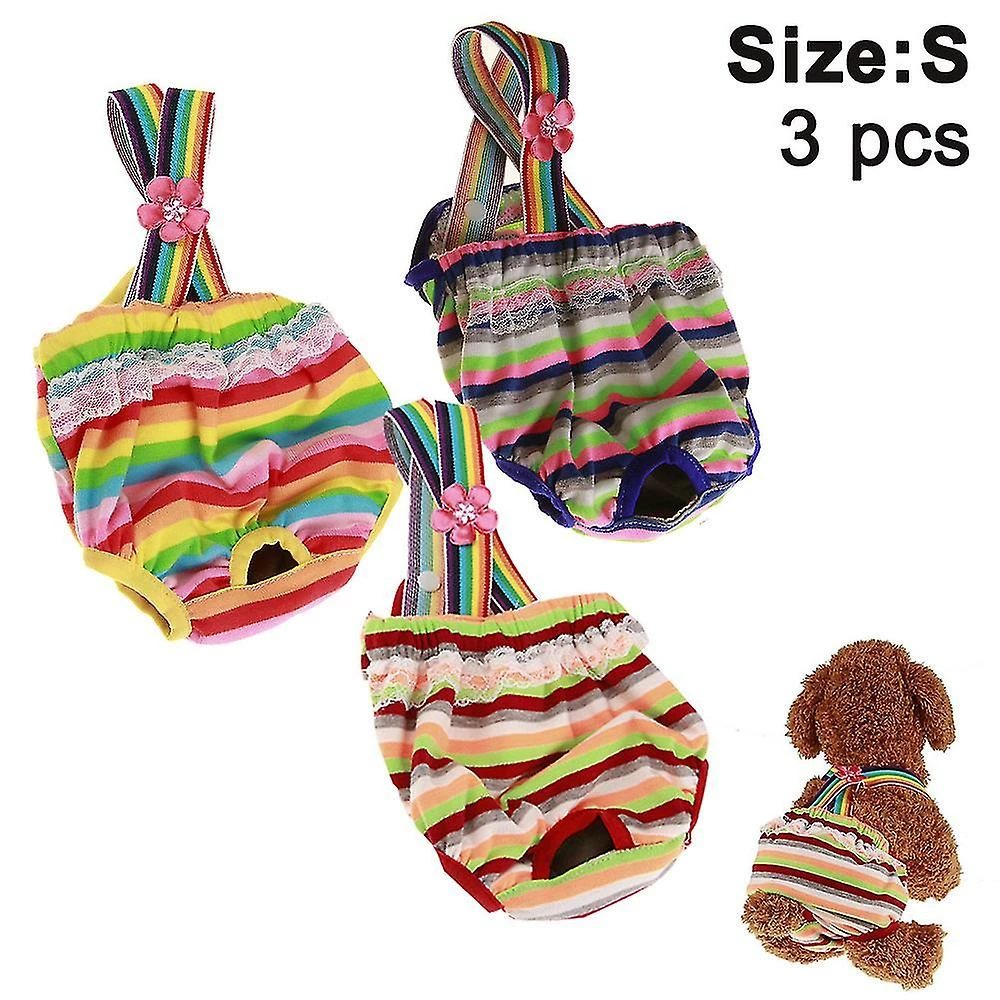 Unbranded 3 Pcs Pet Dog Cat Short Physiologique Doggy Kitten Sous-vĂȘtements Pantalons Couches Strip Design Resserrer La Sangle Slips Sanitaires