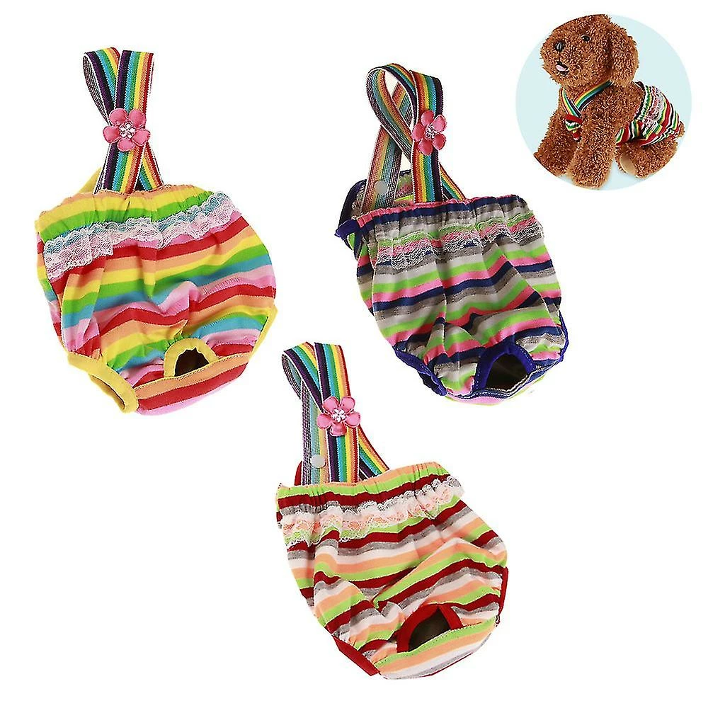 Unbranded 3 Pcs Pet Dog Cat Short Physiologique Doggy Kitten Sous-vĂȘtements Pantalons Couches Strip Design Resserrer La Sangle Slips Sanitaires â Image 2