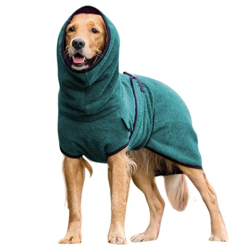 Qian Pet Dog Vêtements Towelling Séchage Peignoir Manteau Puppy Warmer Apparel-lake Blue