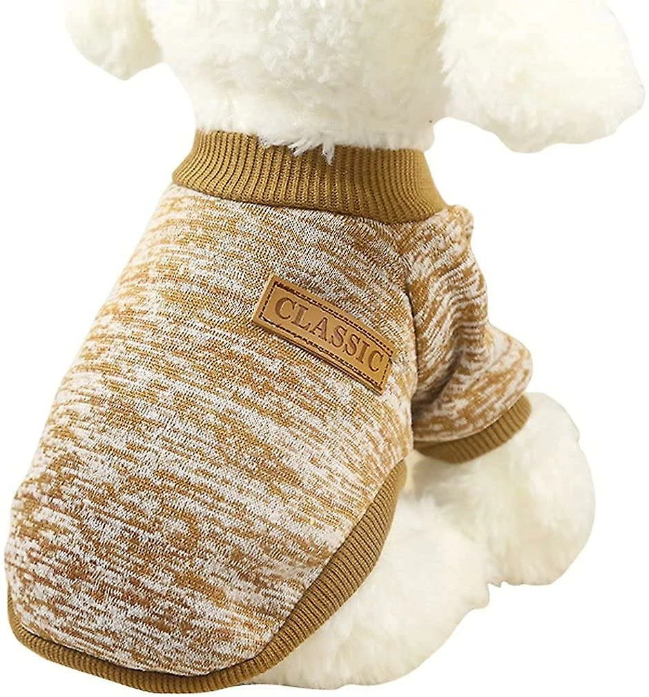 Linkrunning Pet Dog Vêtements Tricoter Chien Pull Épaississement Doux (kaki, L) 18.11in * 12.99in – Image 2