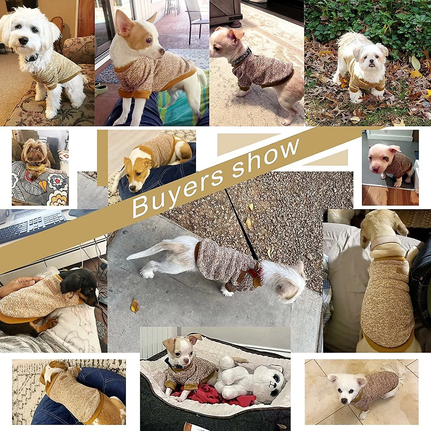 Linkrunning Pet Dog Vêtements Tricoter Chien Pull Épaississement Doux (kaki, L) 18.11in * 12.99in – Image 3