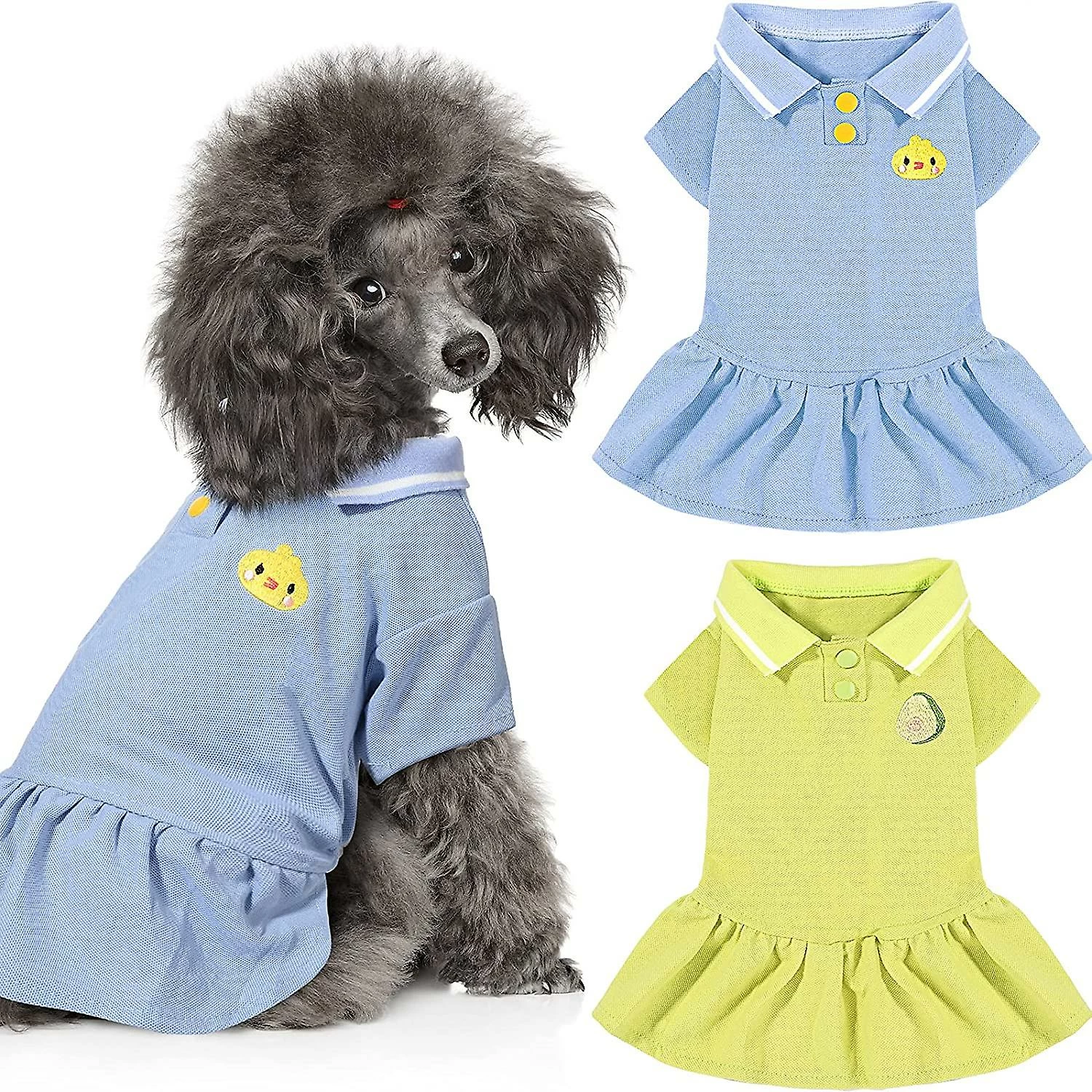 Yskaze 2 PiĂšces Robe De Chien Respirant Pet Dress Mesh Puppy Dress Cute Dog Skirt Elegant Pet Summer Apparel DogGie Clothes For Small Dogs Cats Pets (avocat, D