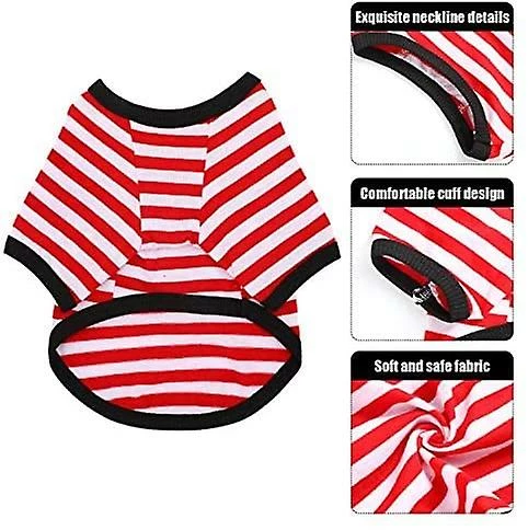 Yskaze 4 Pièces Chemise De Chien Petit Chien Rayé T Shirt Pet Apparel Puppy Sweatshirt Dog Vêtements Pour Chiens De Petite à Moyenne Taille – Image 4