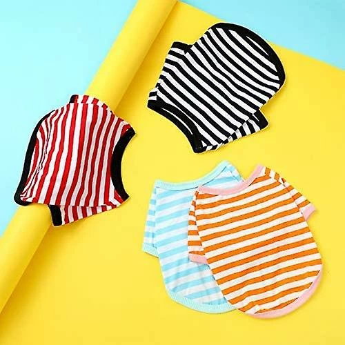 Yskaze 4 Pièces Chemise De Chien Petit Chien Rayé T Shirt Pet Apparel Puppy Sweatshirt Dog Vêtements Pour Chiens De Petite à Moyenne Taille – Image 5