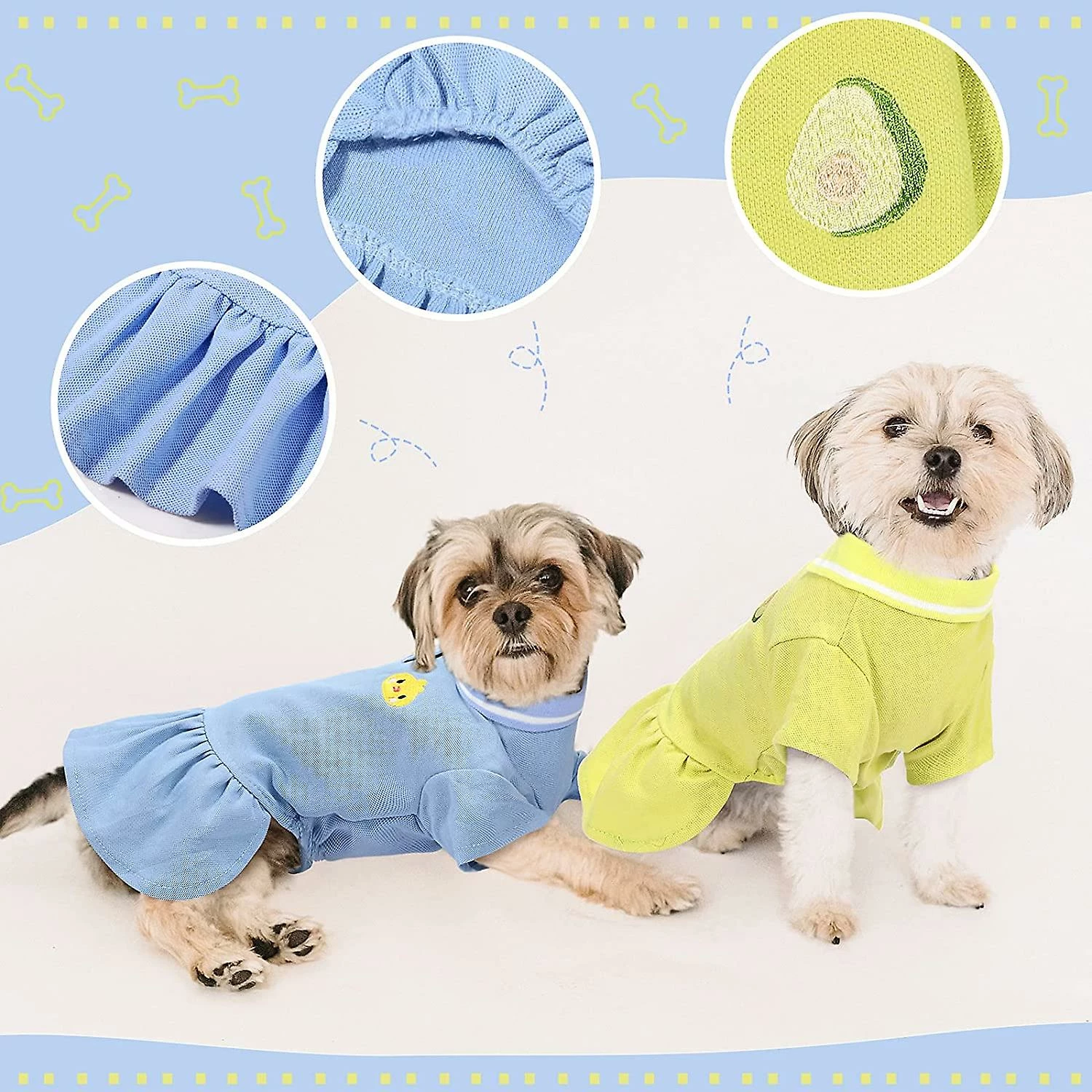 Yskaze 2 PiĂšces Robe De Chien Respirant Pet Dress Mesh Puppy Dress Cute Dog Skirt Elegant Pet Summer Apparel DogGie Clothes For Small Dogs Cats Pets (avocat, D â Image 4