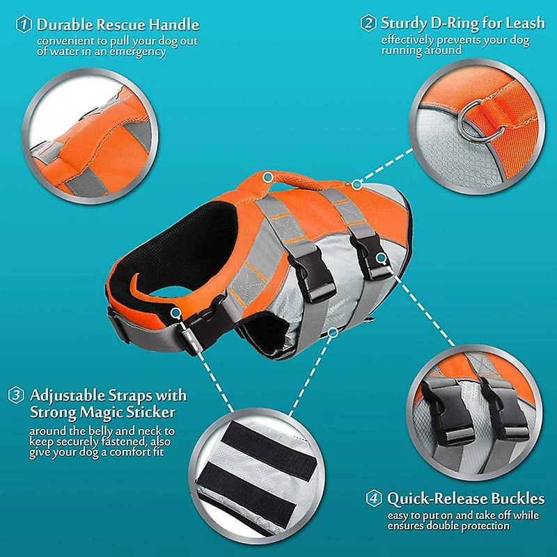 Unbranded Pet Dog Life Jacket Safety Vest Dog Clothes Dog Swimsuit Pet Swimsuit Vacances D’été Oxford Reflective Breathable Bulldog – Image 2