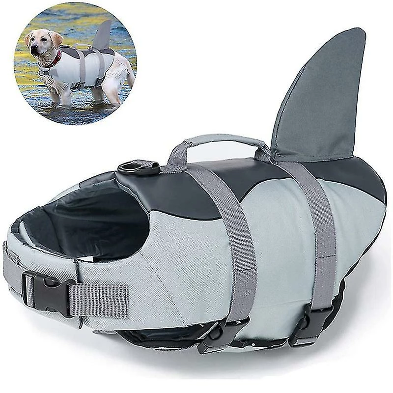 Unbranded Pet Dog Safety Swimsuit Dog Life Jacket Ripstop Dog Lifesaver Shark Vests Avec Poignée De Sauvetage Pour Piscine Beach Boatingab