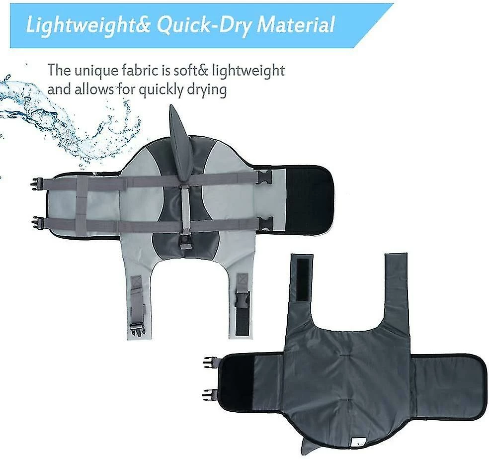 Unbranded Pet Dog Safety Swimsuit Dog Life Jacket Ripstop Dog Lifesaver Shark Vests Avec PoignĂ©e De Sauvetage Pour Piscine Beach Boatingab â Image 5