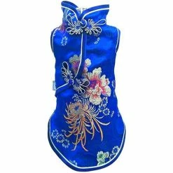 Giveuphesit Pet Costume Tang Suit Dog Cheongsam Satin Vêtements De Style Chinois Pour Chiens Pet Jupe Chiot Chats Robe