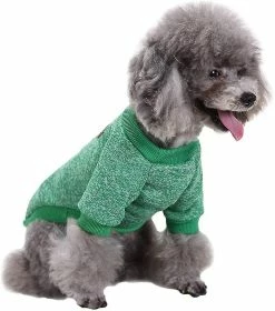 Aowear Wekity Pet Dog Vêtements Tricot Dog Sweater Doux Épaississement Chaud Chiot Chiens Chemise Hiver Puppy Pull Pour Chiens (vert, S)
