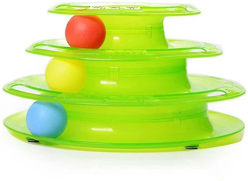 Unbranded Trois Couches Cat Toy Pet Toy Intelligence Game Crazy Ball Board Cat Toy Gift (vert)