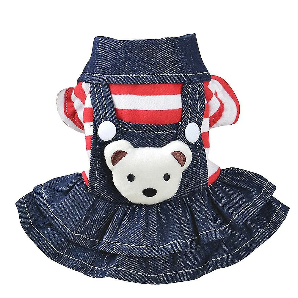 Unbranded Adorable Red Stripes Dog Apparel Small Pet Dog Cat Puppy Bear Decor Dress Elegant Dog Dress (taille 16-xl, Rouge) – Image 2