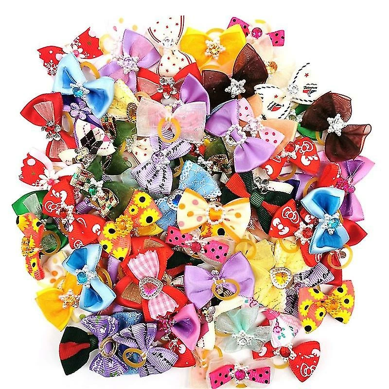 Unbranded 10/20 / 30pcs Pet Bows Dog Hair Bows Pour Yorkshirk Small Dogs Hair Accessories Grooming Bows Rubber Bands Dog Bows Pet Supplies 30pcs