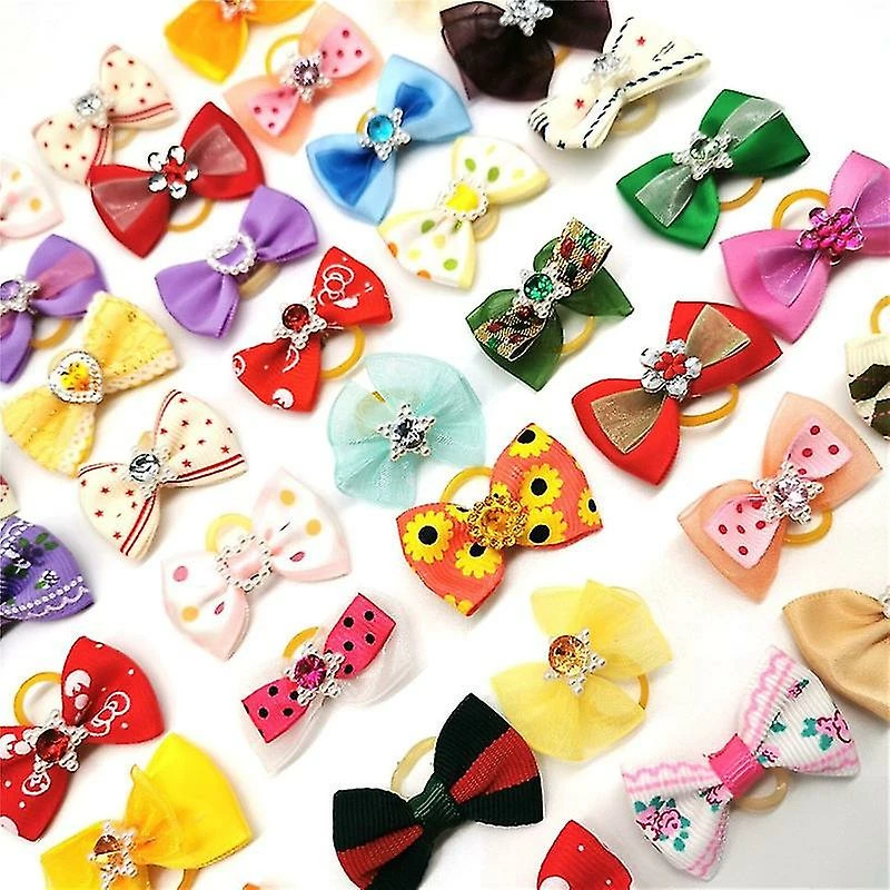 Unbranded 10/20 / 30pcs Pet Bows Dog Hair Bows Pour Yorkshirk Small Dogs Hair Accessories Grooming Bows Rubber Bands Dog Bows Pet Supplies 30pcs – Image 3