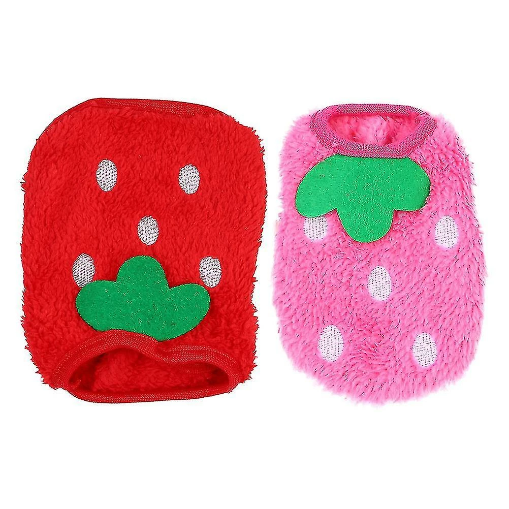 Unbranded Tflycq 2pcs Strawberry Design Comfortable Pet Winter Clothing Warm Pet Clothes For Puppy