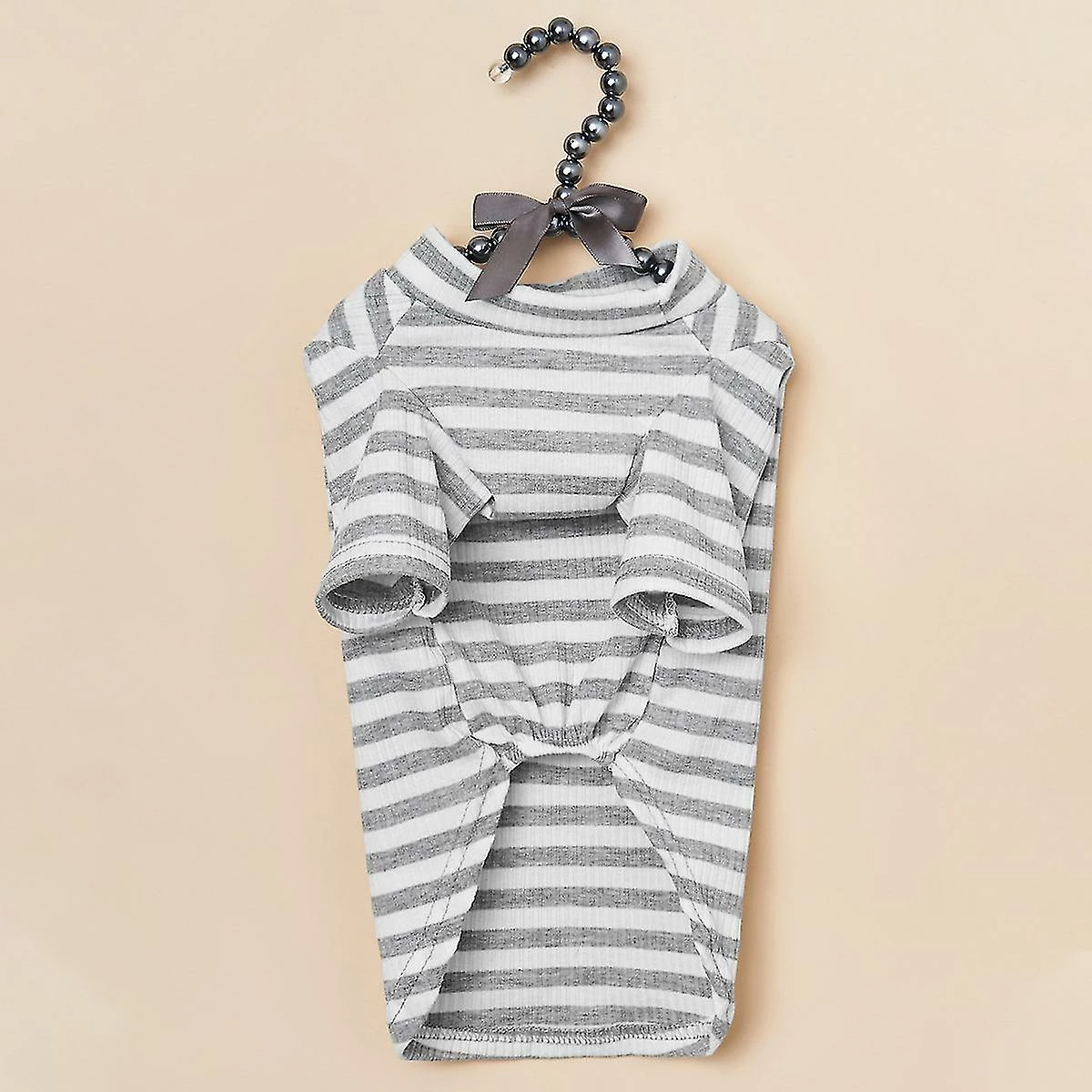 Hua Hui Rayures élégantes Élastique Puppy Dog Cat T-shirt Home Apparel Pet Clothes - Gris / Xxl – Image 5