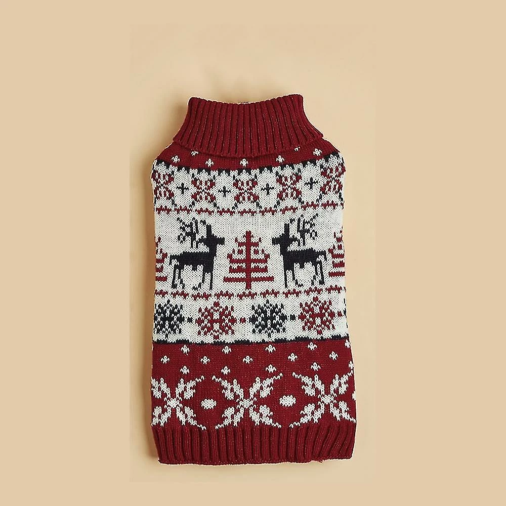 Unbranded Pet Vintage Holiday Dog Sweaters, Dog Reindeer Holiday Pet Clothes Sweater For Dogs Puppy Kitten Cats, Classic Red, Automne Hiver Chaud Tricot De Noël