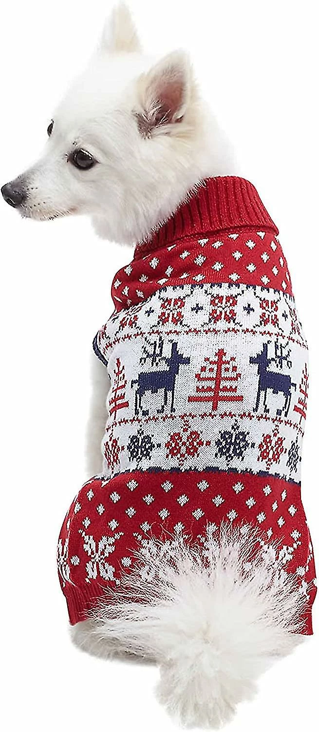 Unbranded Pet Vintage Holiday Dog Sweaters, Dog Reindeer Holiday Pet Clothes Sweater For Dogs Puppy Kitten Cats, Classic Red, Automne Hiver Chaud Tricot De NoĂ«l â Image 3