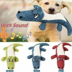 Unbranded 1pc Pet Dog Linen Peluche Crocodile Animal Toy Dog Chew Squeaky Noise Toy Cleaning Teeth Supplies
