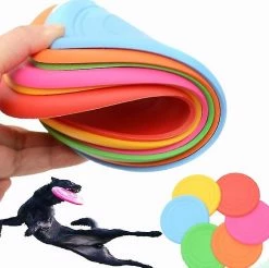 Unbranded 1pcs 18cm Funny Silicone Flying Saucer Dog Cat Toy Dog Game Flying Discs Resistant Chew Puppy Training Interactive Pet Supplies