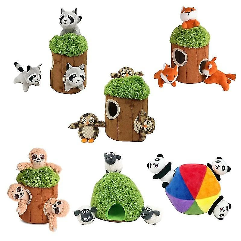 Unbranded 4 Pcs Créatif Grinçant Peluche Pet Jouet Fun Cache Chercher Chien Jouet Peluche Animal Arbre Trou Jouet Animal Sûr Terrier Non Toxique Jouet – Image 2