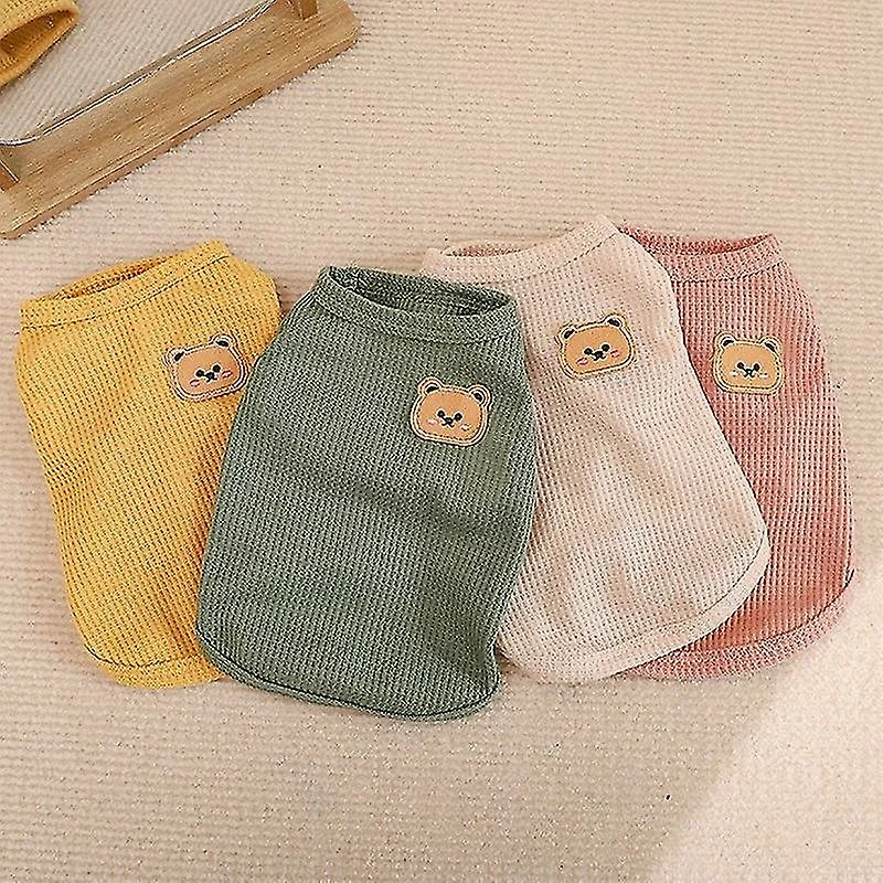 Jccc Xxl;yollow Bear Vest Pet Dog Vêtements Cat T-shirt Solid Vêtements Chiens Mince Petit Mode Chihuahua Eté Respirant Fille Carlin Pet Vest York – Image 2
