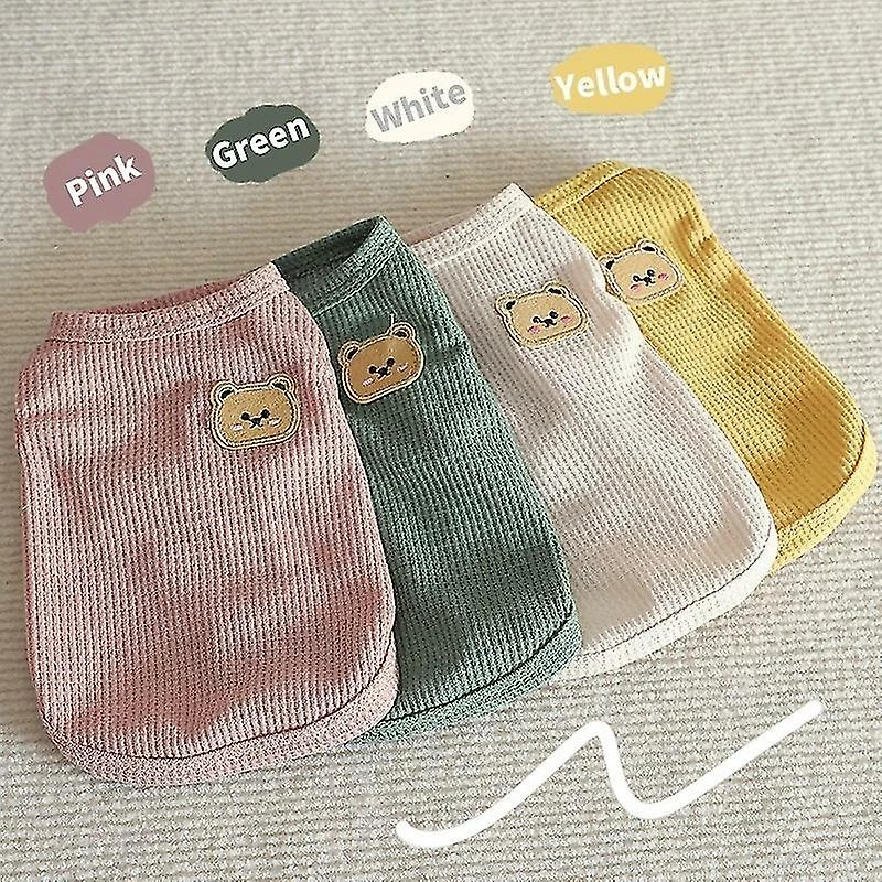 Jccc Xxl;yollow Bear Vest Pet Dog Vêtements Cat T-shirt Solid Vêtements Chiens Mince Petit Mode Chihuahua Eté Respirant Fille Carlin Pet Vest York – Image 3