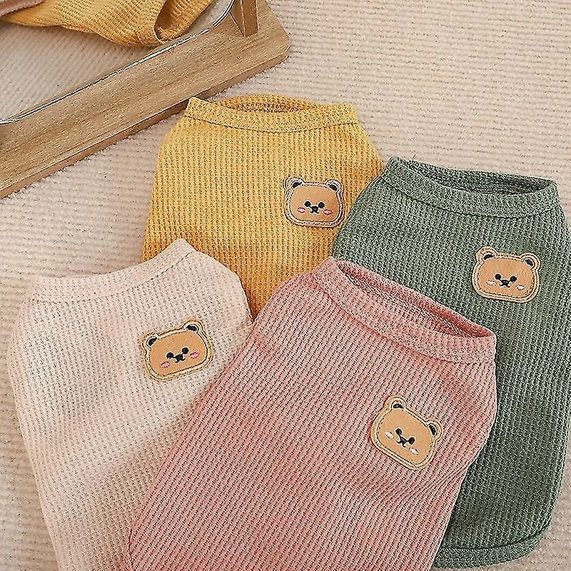 Jccc Xxl;yollow Bear Vest Pet Dog Vêtements Cat T-shirt Solid Vêtements Chiens Mince Petit Mode Chihuahua Eté Respirant Fille Carlin Pet Vest York – Image 4
