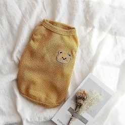 Jccc S;yollow Bear Vest Pet Dog Vêtements Cat T-shirt Solid Vêtements Chiens Mince Petit Mode Chihuahua Été Respirant Fille Carlin Pet Vest York