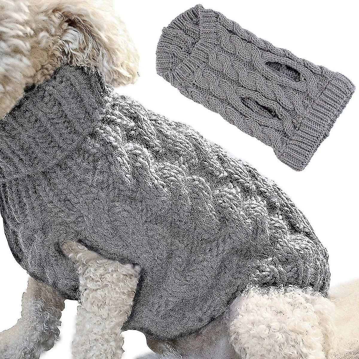 Jccc Sunrain Dog Sweater Gilet Warm Coat Pet Soft Knitting Wool Winter Sweater Tricoté Crochet Manteau Vêtements Compatible Avec Les Petits Moyens Grands Chiens – Image 2