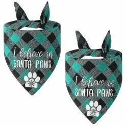 Luluzhu Noël Pet Plaid Bandana Triangle Bib, Joyeux Lettrage De Noël, Rouge