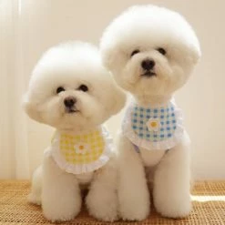 Breey Mignon Pet Dog Cat Bibs Plaid Fleur Pour Chihuahua Pet Scarf Pour Petits Chiens Chats Teddy Collar Puppy Vêtements Accessoires Pour Teddy (2 Pièces)