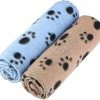 Unbranded Pack De 2 Mignons Paw Print Blanket Puppy Dog Blanket Pet Blankets Small
