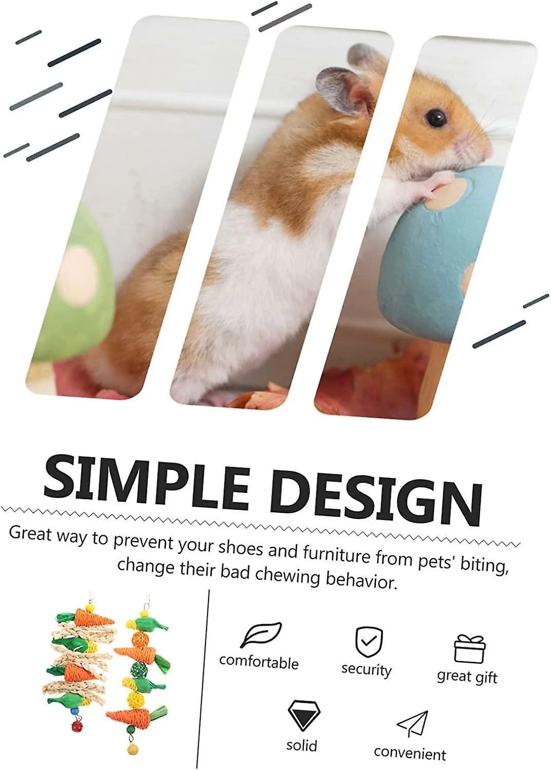 Baicccf 4 Pcs Hamster Chews Pet Toys Sea Snacks Animal Toy Bunny Tooth Chew Toys Bunny Hanging Toys Calming Toys Rabbit Molar Toy Rabbit Biting Playthings Ham â Image 2