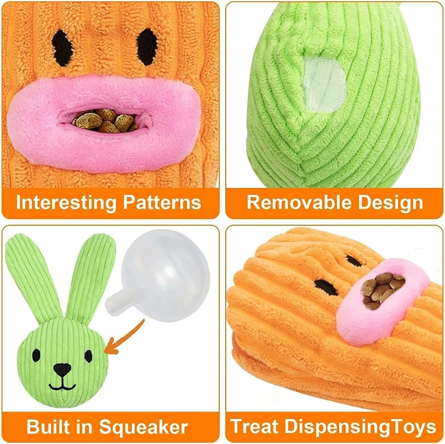 Baicccf Peluche Squeaky Dog Toys Interactif Mignon Distribution De Nourriture Puppy Pet Puzzle Toys Small Medium Dogs Iq Training Teething – Image 3