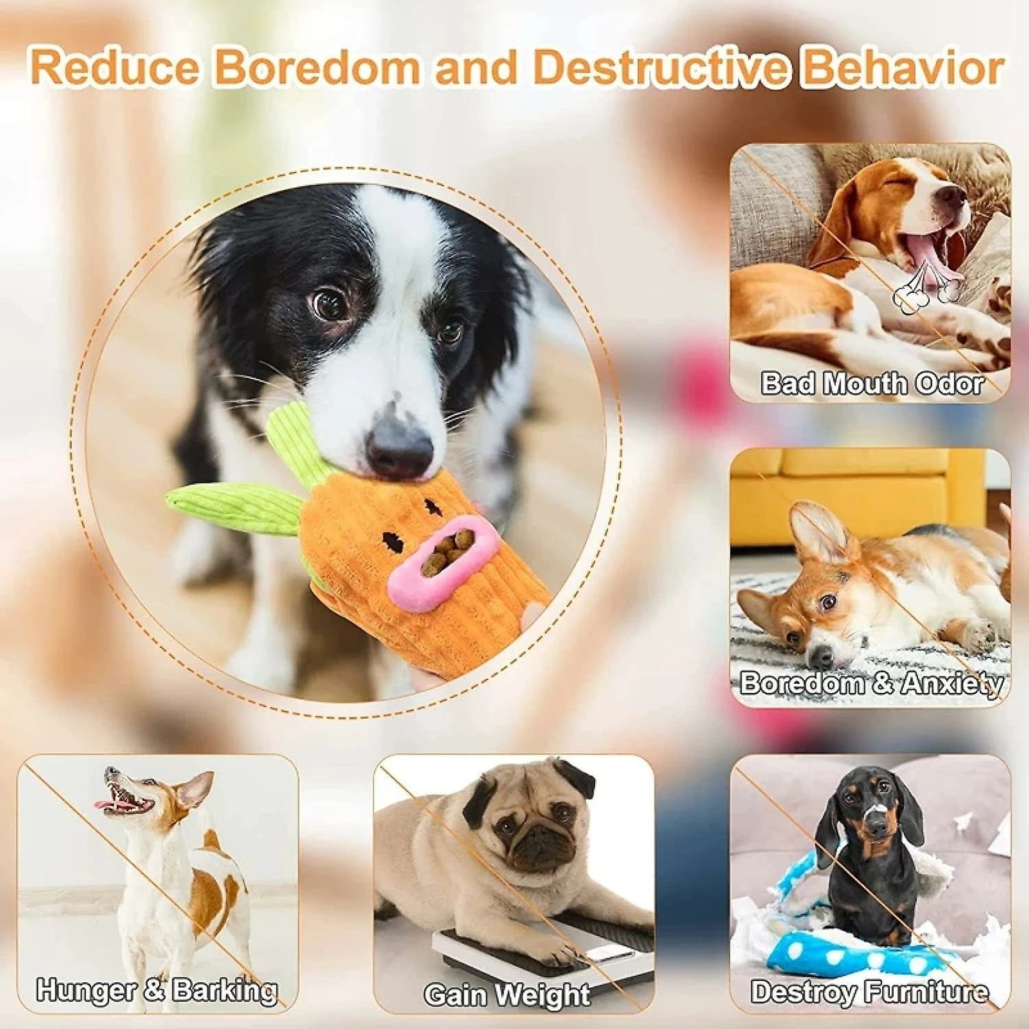 Baicccf Peluche Squeaky Dog Toys Interactif Mignon Distribution De Nourriture Puppy Pet Puzzle Toys Small Medium Dogs Iq Training Teething – Image 4